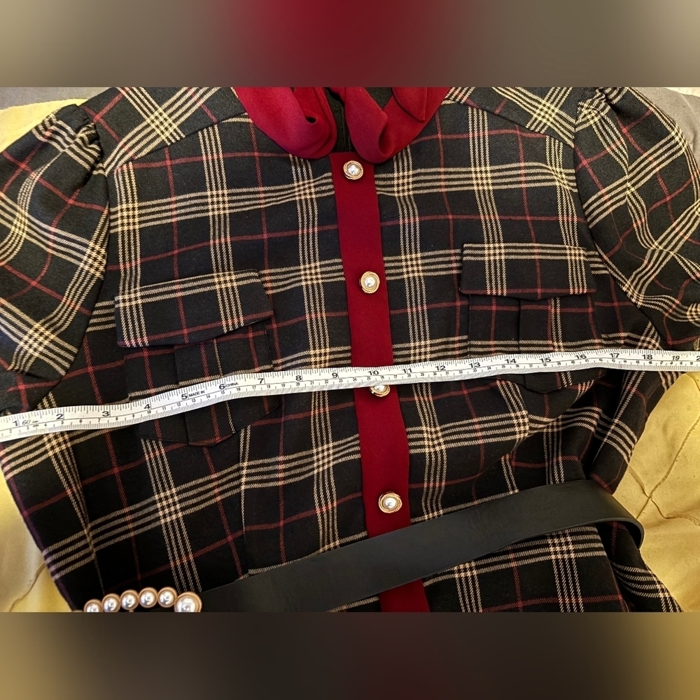 UVM Collection | Plaid Belted Midi Dress | Size L - Picture 8 of 9